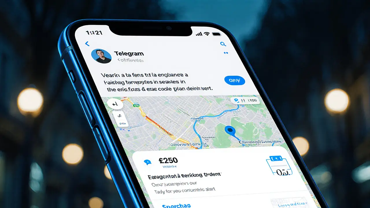 A smartphone displays an encrypted chat and digital payment confirmation for a verified escort service in Paris.